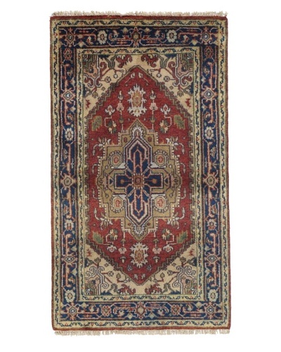 Rug Republic One Of A Kind Indo-Serapi Hand Knotted Rug, Antique Red/Multi, 2′ 11″ x 5′ 2″As You See