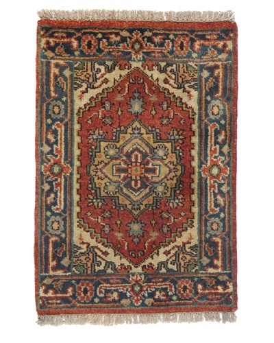 Rug Republic One Of A Kind Indo-Serapi Hand Knotted Rug, Antique Red/Multi, 2' x 2' 1As You See