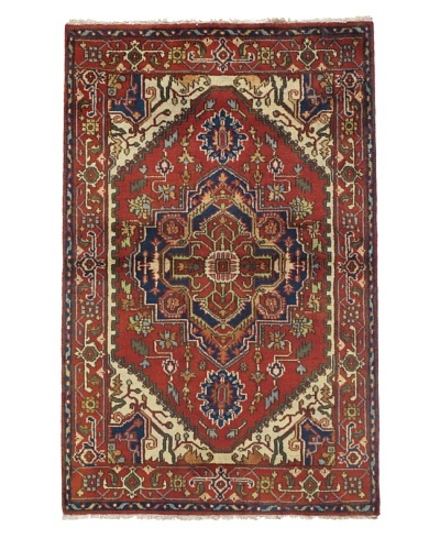 Rug Republic One Of A Kind Indo-Serapi Hand Knotted Rug, Antique Red/Multi, 3′ 11″ x 6′ 1″As You See