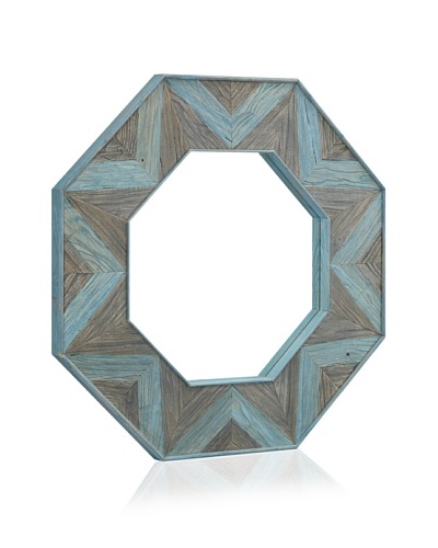 Parker Octagonal Mirror, Antique Elm/Pale Ocean