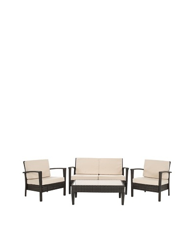 Safavieh Piscataway 4-Piece Rattan Set [Brown/Beige]