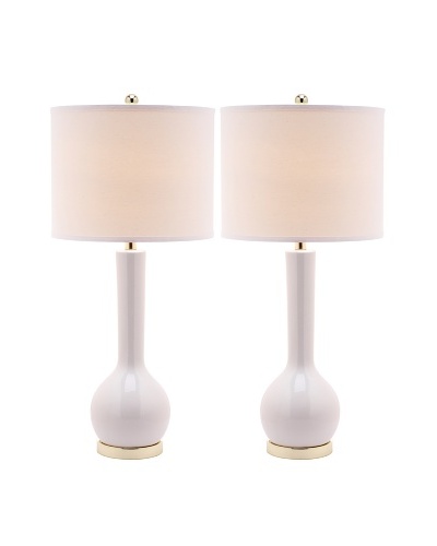 Safavieh Set of 2 Mae Long Neck Ceramic Lamps, White