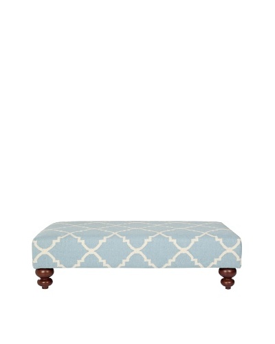 Safavieh Quatrefoil Dhurrie Ottoman, Light Blue/Ivory