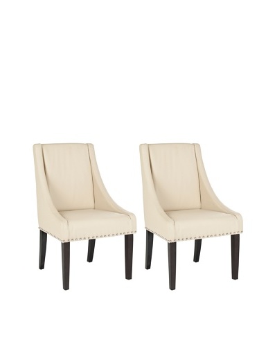 Safavieh Mercer Collection Austin Taupe Leather Sloping Arm Chair, Set of 2