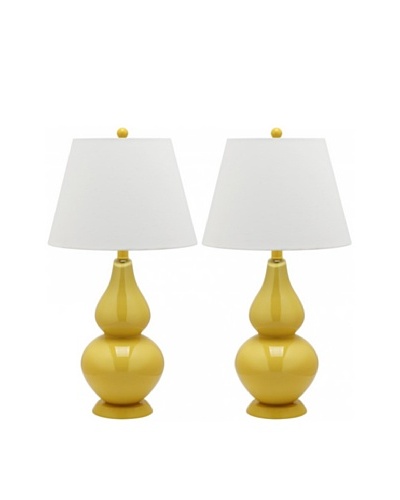 Safavieh Set of 2 Cybil Double Gourd Lamps, Yellow