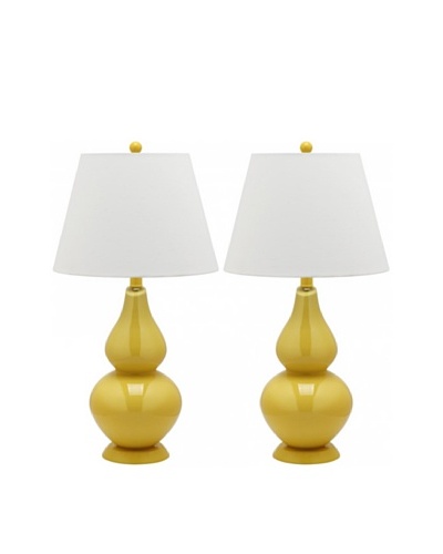Safavieh Set of 2 Cybil Double Gourd Lamps, Yellow