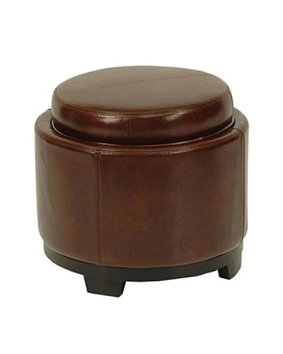 Safavieh Round Storage Tray Ottoman, Cordovan