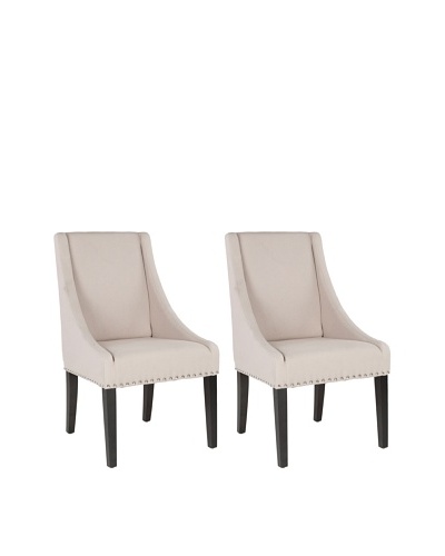 Safavieh Mercer Collection Austin Grey Linen Sloping Arm Chair, Set of 2