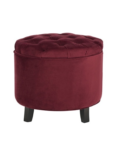 Safavieh Amelia Tufted Storage Ottoman, Red Velvet