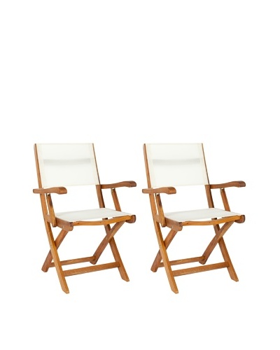Safavieh Set of 2 Banji Folding Arm Chair, Natural