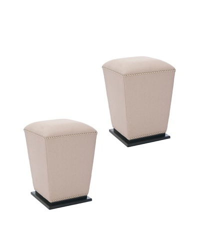 Safavieh Set of 2 Mason Ottomans, Taupe