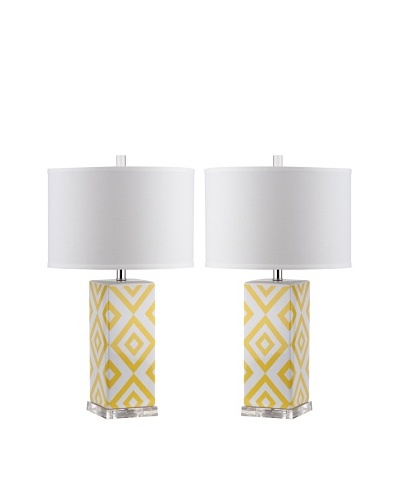 Safavieh Set of 2 Diamonds Table Lamps, Yellow