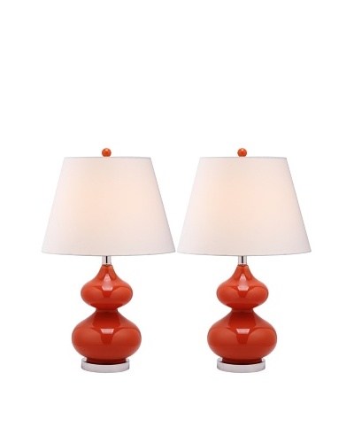 Safavieh Set of 2 Eva Double Gourd Glass Table Lamps, OrangeAs You See