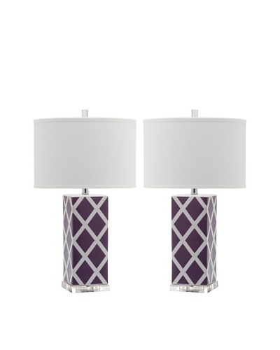 Safavieh Set of 2 Garden Lattice Table Lamps, Light Purple