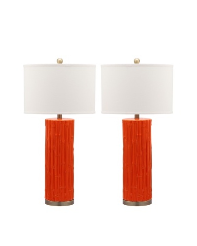Safavieh Set of 2 Bamboo Column Table Lamps, Orange