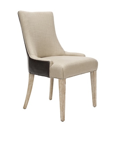 Safavieh Becca Dining Chair, Antique Gold/Brown Leather
