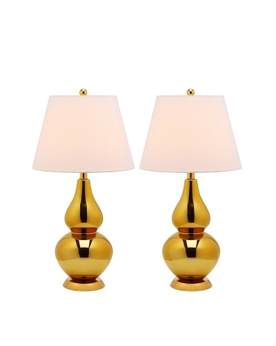 Safavieh Set of 2 Gourd Lamps, Gold