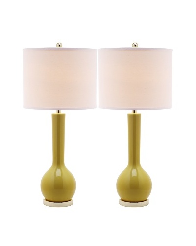Safavieh Set of 2 Mae Long Neck Ceramic Lamps, YellowAs You See