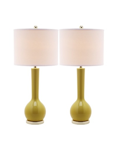 Safavieh Set of 2 Mae Long Neck Ceramic Lamps, Yellow