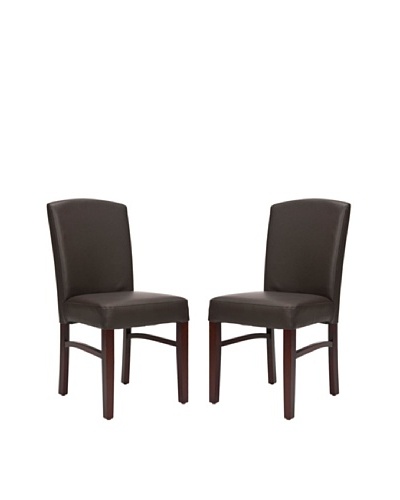 Safavieh Set of 2 Kevin Bicast Leather Side Chairs, Dark Brown