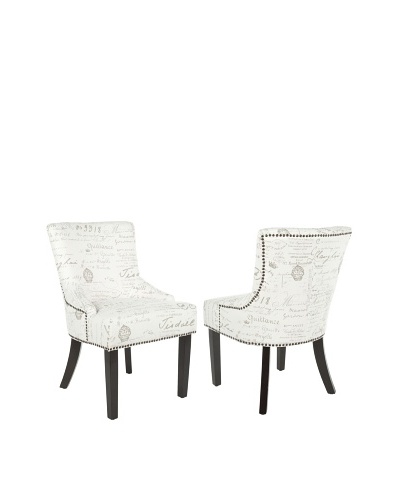 Safavieh Set of 2 Lotus Side Chairs, Eggshell/French Writing