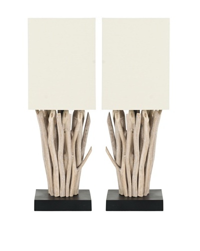 Safavieh Set of 2 Aspen Branch Mini Table Lamps, White Wash