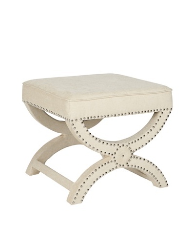 Safavieh Mystic Ottoman, Taupe/Nickel Nailheads