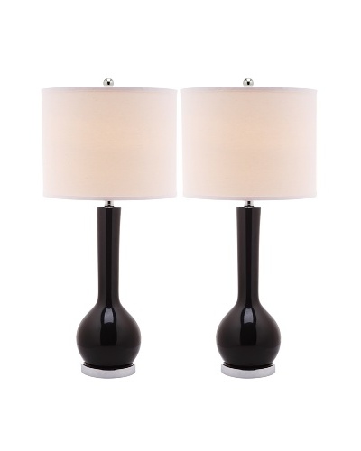 Safavieh Set of 2 Mae Long Neck Ceramic Lamps, Black