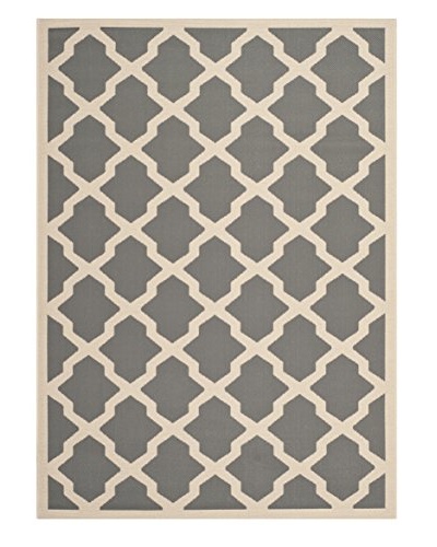 Safavieh Courtyard Indoor/Outdoor Rug, Anthracite/Beige, 4' x 5' 7