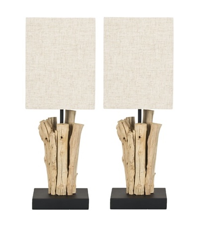 Safavieh Set of 2 Arcadia Branch Mini Table Lamps, Bleach