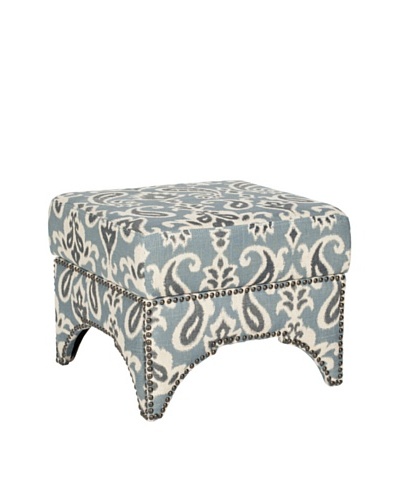 Safavieh Declan Ottoman, Blue/Grey & Off-White Print