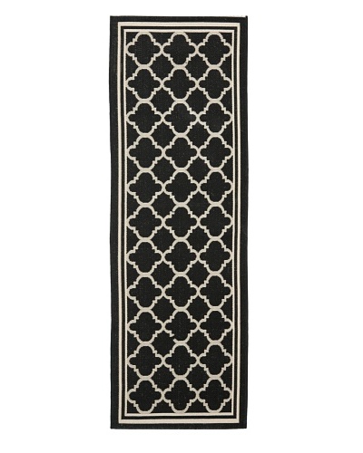 Safavieh Courtyard Indoor/Outdoor Rug, Black/Beige, 2' 3 x 12' Runner