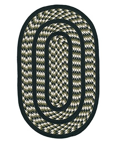 Safavieh Braided Rug, Ivory/Dark Green, 8' x 10' Oval