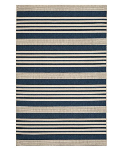 Safavieh Courtyard Indoor/Outdoor Rug, Navy/Beige, 7' 10 Round