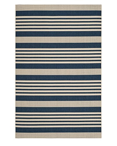 Safavieh Courtyard Indoor/Outdoor Rug, Navy/Beige, 7' 10 Round