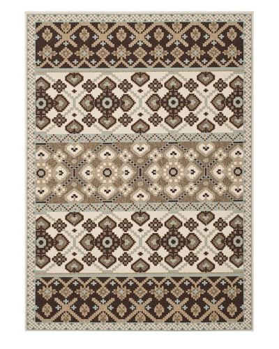 Safavieh Veranda Indoor/Outdoor Rug, Cream/Chocolate, 2′ 7″ x 5′