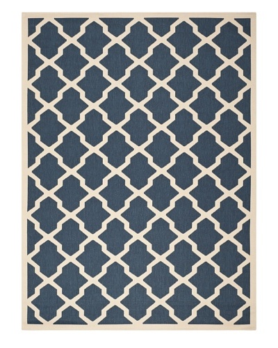 Safavieh Courtyard Indoor/Outdoor Rug, Navy/Beige, 6' 7 Round