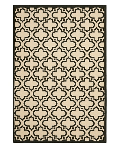 Safavieh Courtyard Indoor/Outdoor Rug, Creme/Black, 6′ 7″ x 9′ 6″