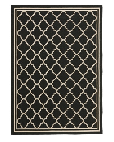 Safavieh Courtyard Indoor/Outdoor Rug, Black/Beige, 6' 7 x 9' 6