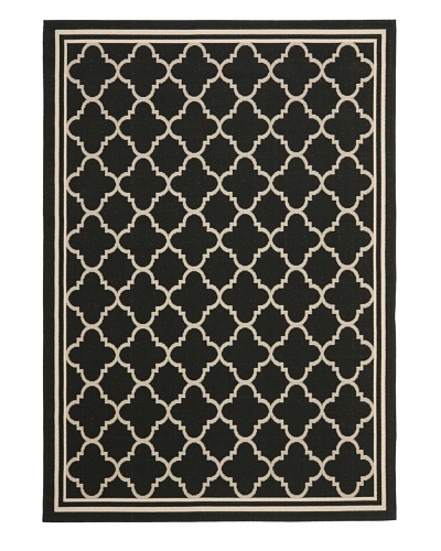 Safavieh Courtyard Indoor/Outdoor Rug, Black/Beige, 5' 3 x 7' 7