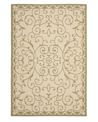 Safavieh Courtyard Indoor/Outdoor Rug, Cream/Green, 6′ 7″ x 9′ 6″