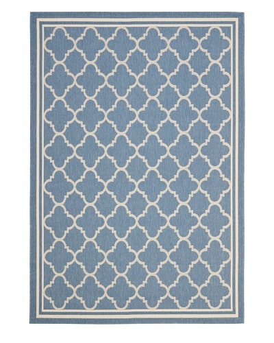 Safavieh Courtyard Indoor/Outdoor Rug, Blue/Beige, 6' 7 Round