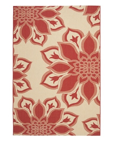 Safavieh Veranda Indoor/Outdoor Rug, Creme/Red, 6′ 7″ x 9′ 6″