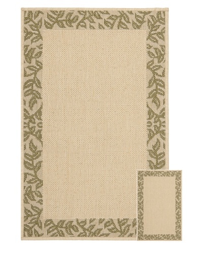 Safavieh Set of 2 Courtyard Indoor/Outdoor Rugs, Natural/Green, 6' 6 x 9' 6/1' 8 x 2' 8