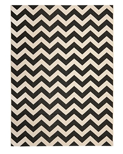 Safavieh Courtyard Indoor/Outdoor Rug, Black/Beige, 4' Square