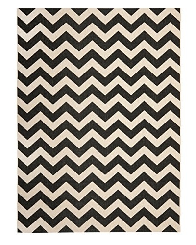 Safavieh Courtyard Indoor/Outdoor Rug, Black/Beige, 4' Square