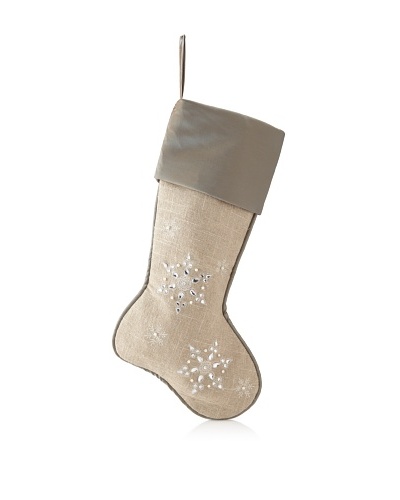 Sage & Co. Stocking with Crystal-Embellished Snowflakes