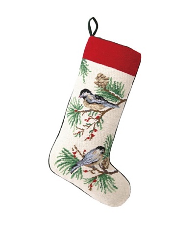 Sally Eckman Roberts Snowbirds Christmas Needlepoint Stocking, Blue