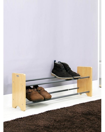 Samsonite 2-Tier Expandable Shoe Rack with Natural Wood End