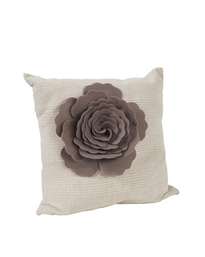 Saro Lifestyle Taupe Flower Design Pillow